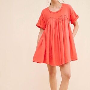 Free People Catalina Coral/Red/Orange Cotton Mini Bubble Dress size xs